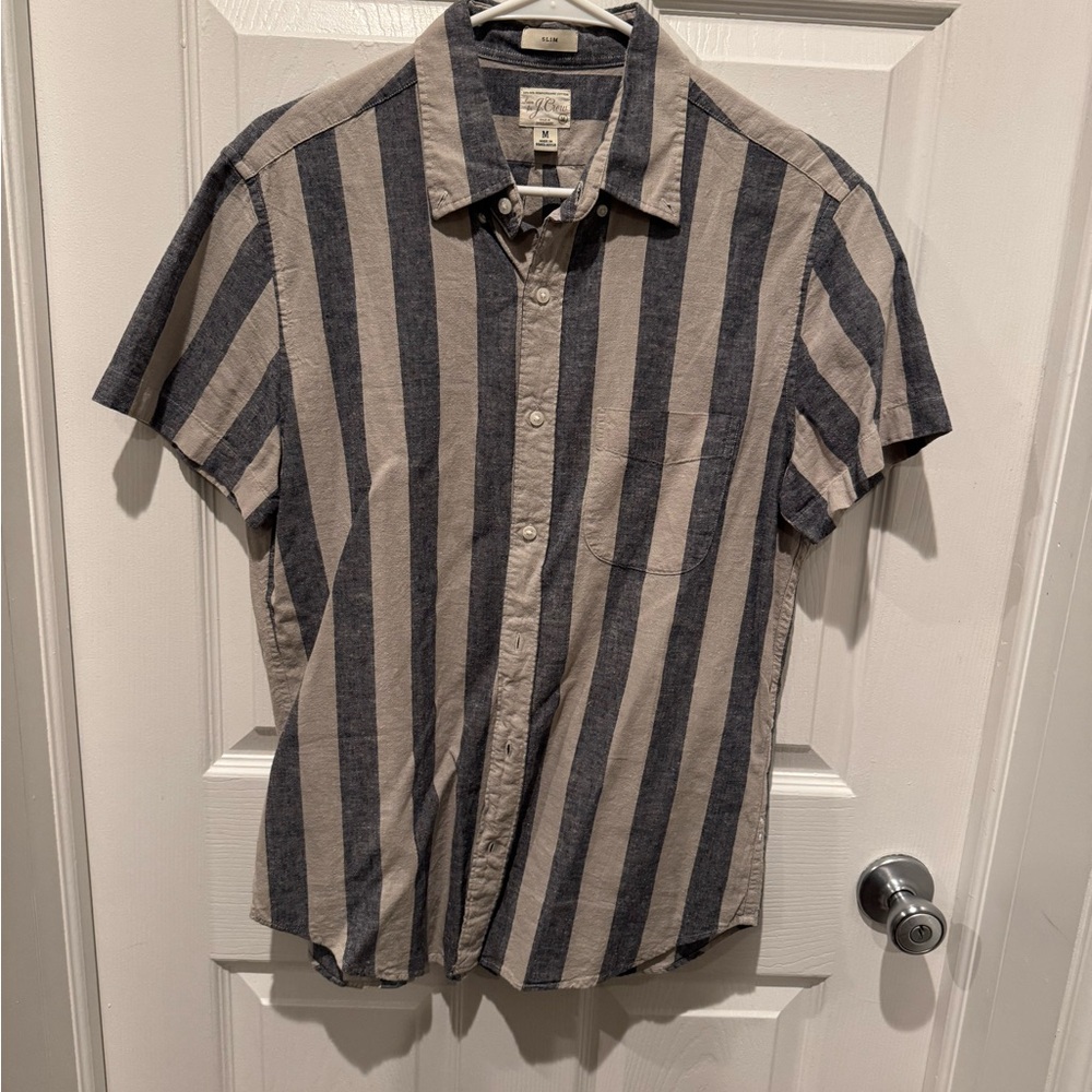 Men's Striped Shirt - Black and Gray